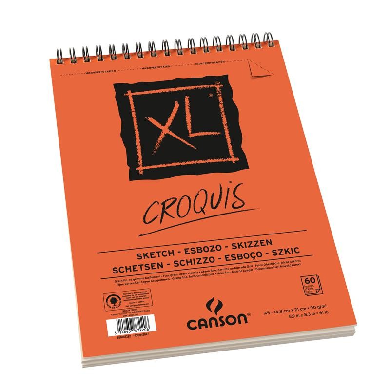 Bloc XL Croquis 90g/m² Canson à spirales petit côté