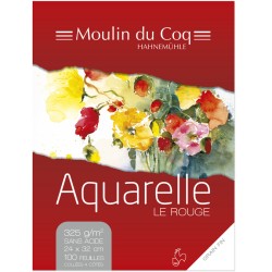 Bloc aquarelle Le Rouge grain fin 325 g/m², 100 fls collées