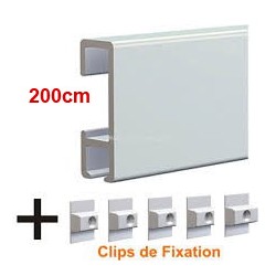 Cimaise Click Rail 200cm + 6 clips de fixation