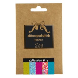 Pochette Décopatch Pocket n°6, 5 feuilles 30x40 cm assorties