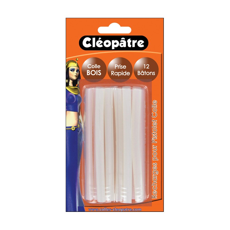 Bâtons de colle à bois Cléostick pour mini-pistolet, étui de 12 pcs