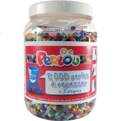 Baril 8000 perles à repasser Perlou + 3 plaques et feuille à repasser