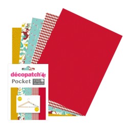 Pochette Décopatch Pocket n°23, 5 feuilles 30x40 cm assorties