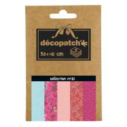 Pochette Décopatch Pocket n°21, 5 feuilles 30x40 cm assorties