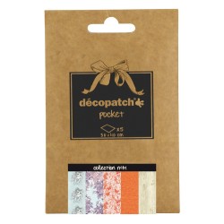 Pochette Décopatch Pocket n°19, 5 feuilles 30x40 cm assorties