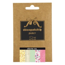 Pochette Décopatch Pocket n°18, 5 feuilles 30x40 cm assorties