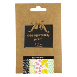 Pochette Décopatch Pocket n°17, 5 feuilles 30x40 cm assorties