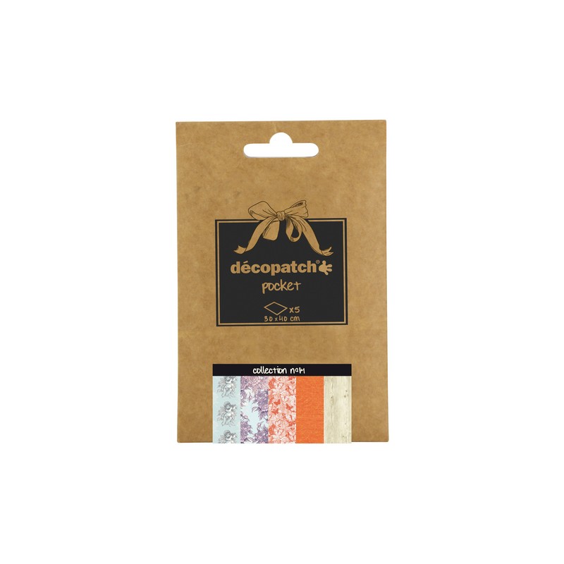 Pochette Décopatch Pocket n°14, 5 feuilles 30x40 cm assorties