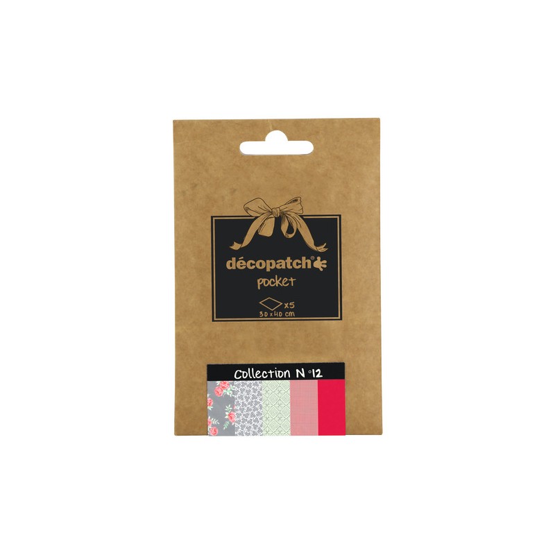 Pochette Décopatch Pocket n°12, 5 feuilles 30x40 cm assorties