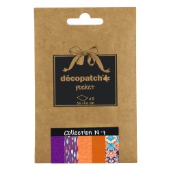Pochette Décopatch Pocket n°7, 5 feuilles 30x40 cm assorties