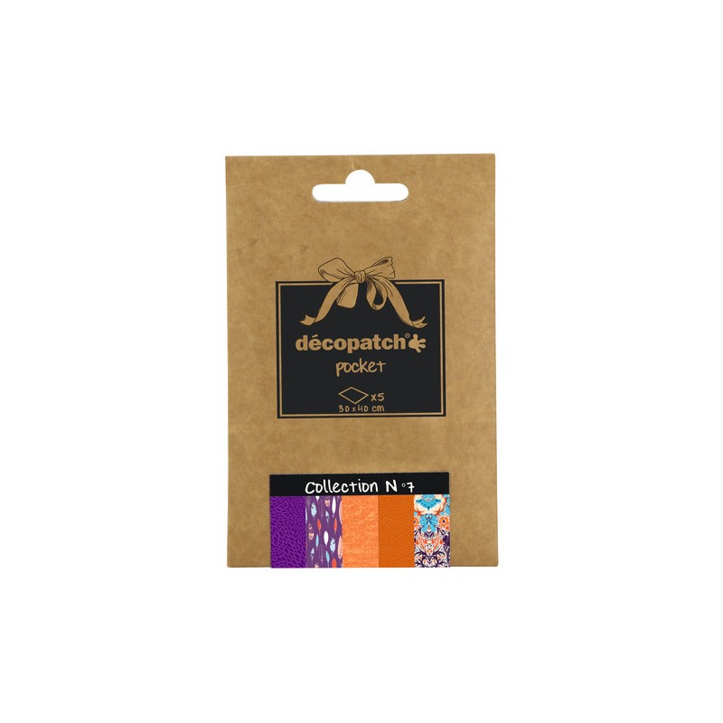 Pochette Décopatch Pocket n°7, 5 feuilles 30x40 cm assorties
