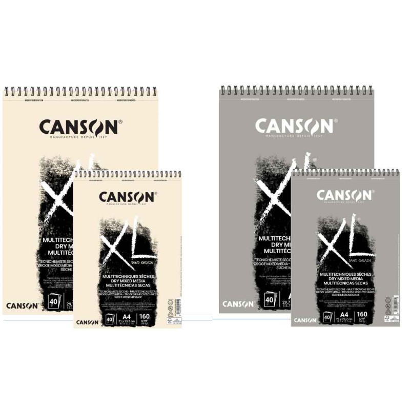 Bloc XL multitechniques sèches 160 g/m² Canson, 40 fls à spirales