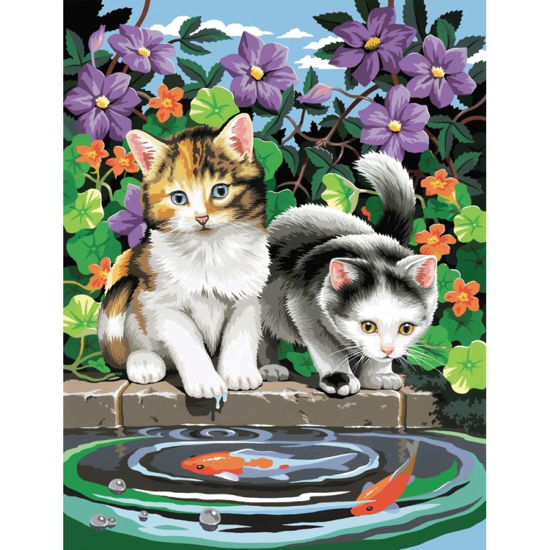 Peinture par numéros 25x30cm - Chats et poissons