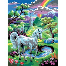 Peinture par numéros 25x30cm - Licorne au pays des fées