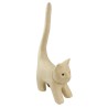 Chat naïf à longue queue en papier maché - 13,5x7x32 cm