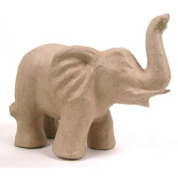 Eléphant trompe en l'air en papier maché - 21x12x17cm
