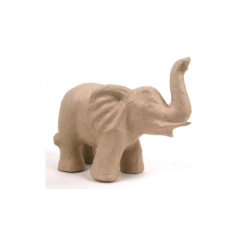 Eléphant trompe en l'air en papier maché - 21x12x17cm