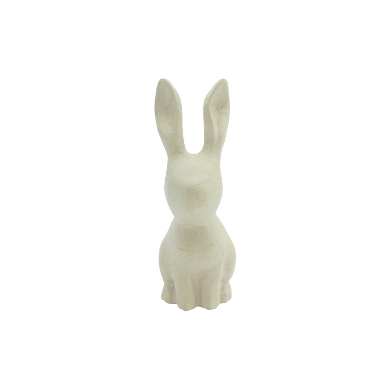 Lapin aux grandes oreilles en papier maché - 12,5x7,5x21,5 cm