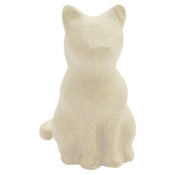 Chat assis en papier maché - 13x9,5x15 cm