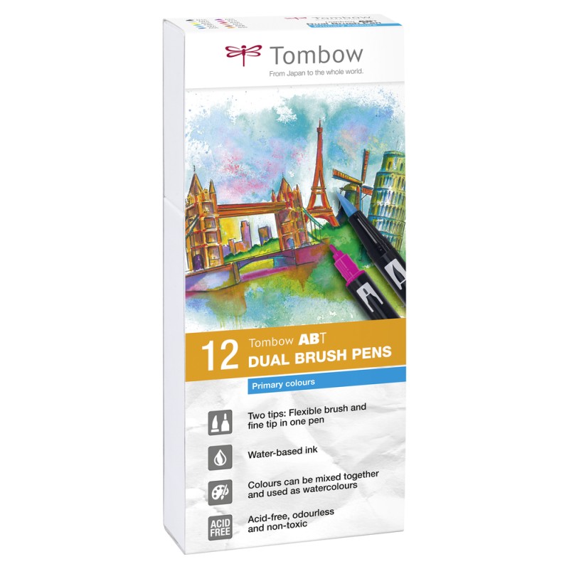 Sets de 12 feutres pinceaux double-pointes ABT