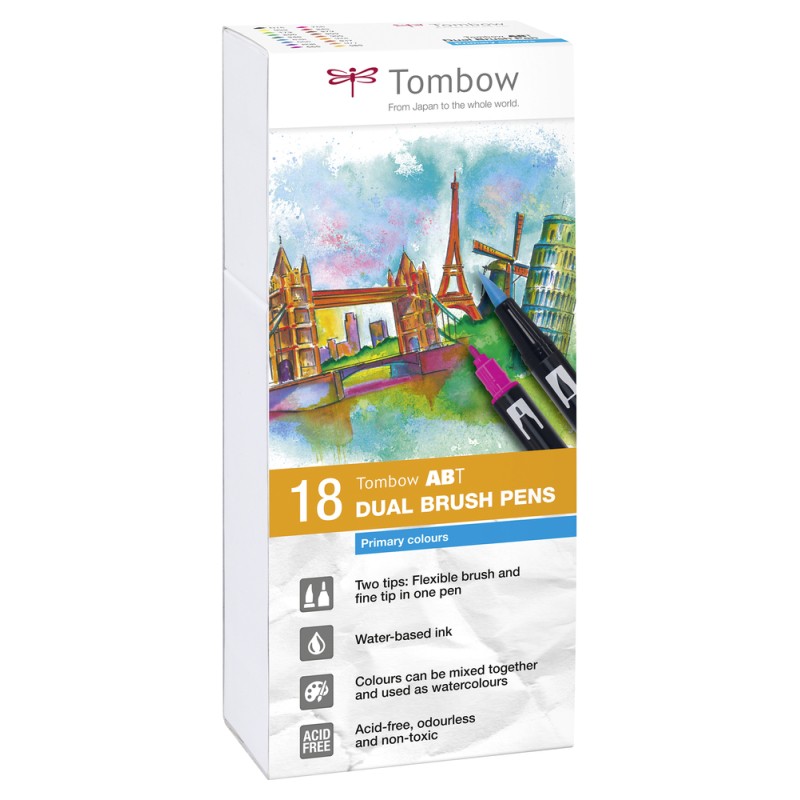 Sets de 18 feutres pinceaux double-pointes ABT