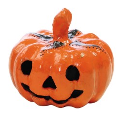 Citrouille Halloween en papier maché - 12 cm