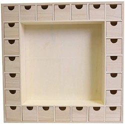 Calendrier de l'Avent en bois - Carré 39x39,5x6,5cm