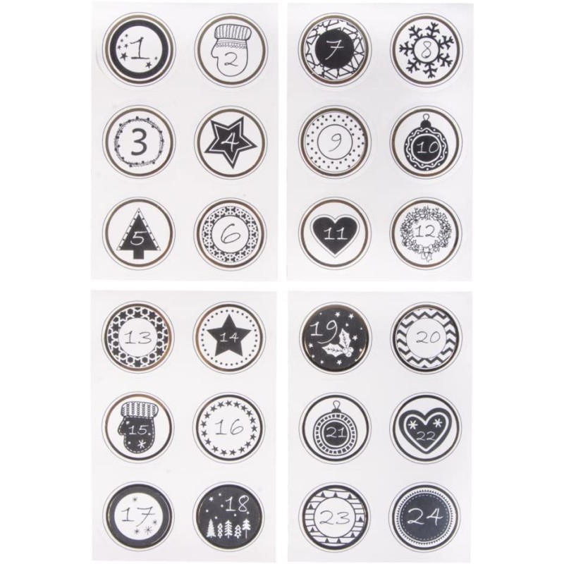 Stickers chiffres calendrier de l'Avent 