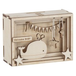 Boîte cadeau en bois 3D 115x85x50mm - Baby