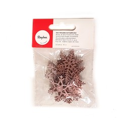 Miniatures en bois Flocons de neige rosés ø3,5cm x10pcs