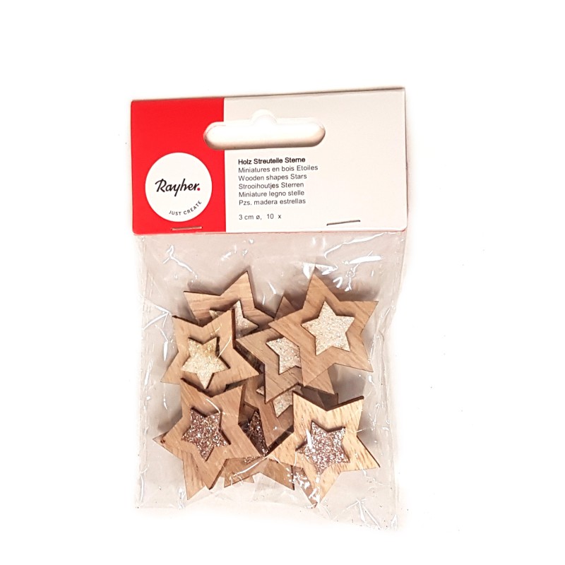 Miniatures en bois Etoiles 3cm x10pcs