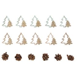 Miniatures en bois mix sapins et pommes de pin ø2-4cm x16pcs