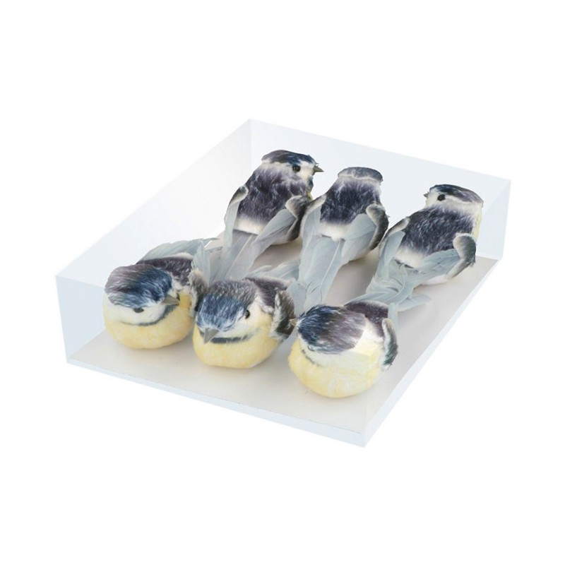 Set oiseaux sur pince x6pcs - Mésanges
