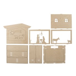 Kit en bois Cadre à motifs 3D, Crèche 24x24x6,3cm 
