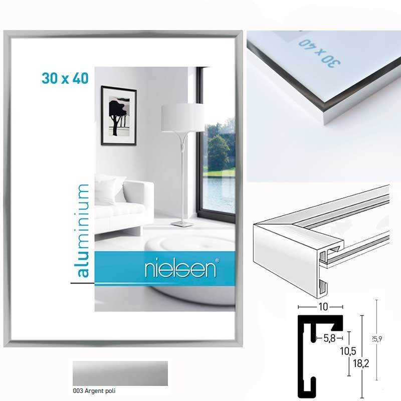 Cadre aluminium C2 - Argent Poli 