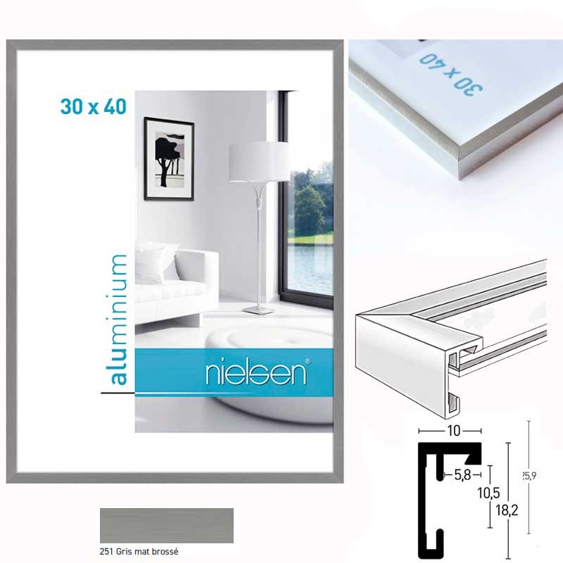 Cadre aluminium C2 - Gris Mat Brossé 