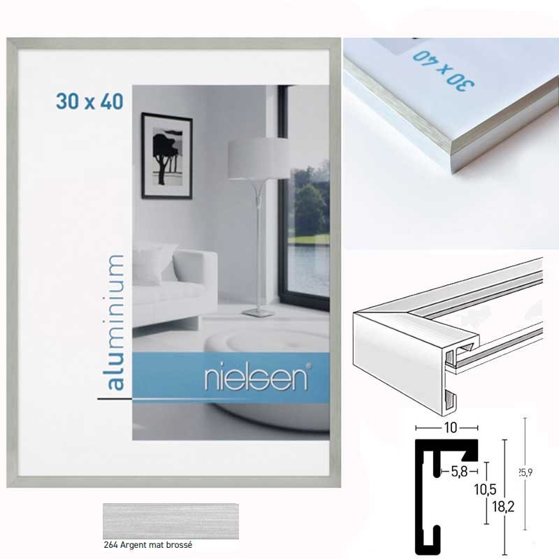 Cadre aluminium C2 - Argent Mat Brossé 