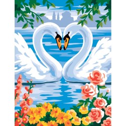 Peinture par numéros 25x30cm - Cygnes amoureux
