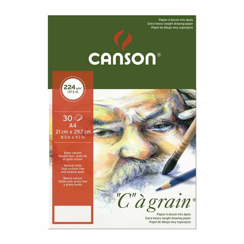 Bloc papier à dessin "C" à grain" 224 g/m², 30 fls spiralées