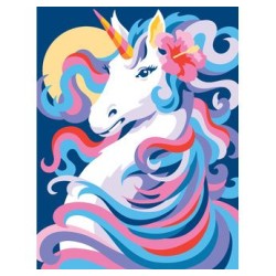 Peinture par numéros 25x30cm - Licorne au clair de lune