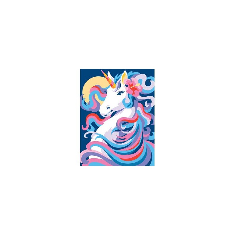 Peinture par numéros 25x30cm - Licorne au clair de lune