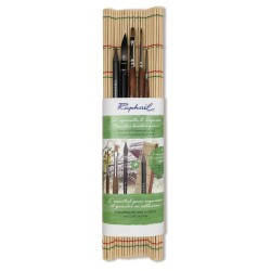 Set aquarelle 4 pinceaux Raphaël + mine de plomb en pincelier bambou