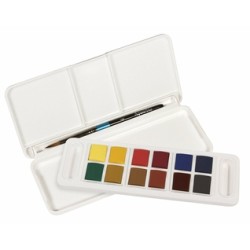 Boîte aquarelle Aquafine en 1/2 godets + pinceau