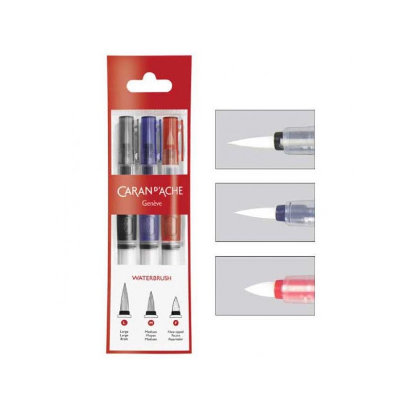 Set de 3 pinceaux à réservoir d'eau assortis Caran d'Ache