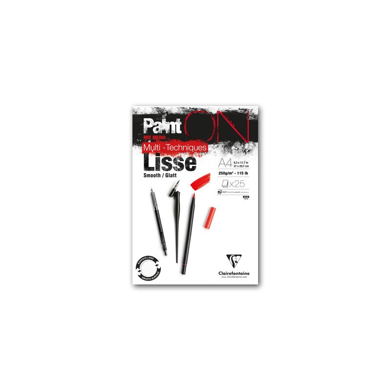 Bloc multi-technique lisse Paint On 250 g/m², 25 fls collées