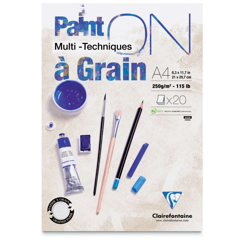 Bloc multi-technique Paint On à Grain 250 g/m², 20 fls collées