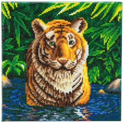 Kit tableau à diamanter Crystal Art 30x30cm - Bain du tigre