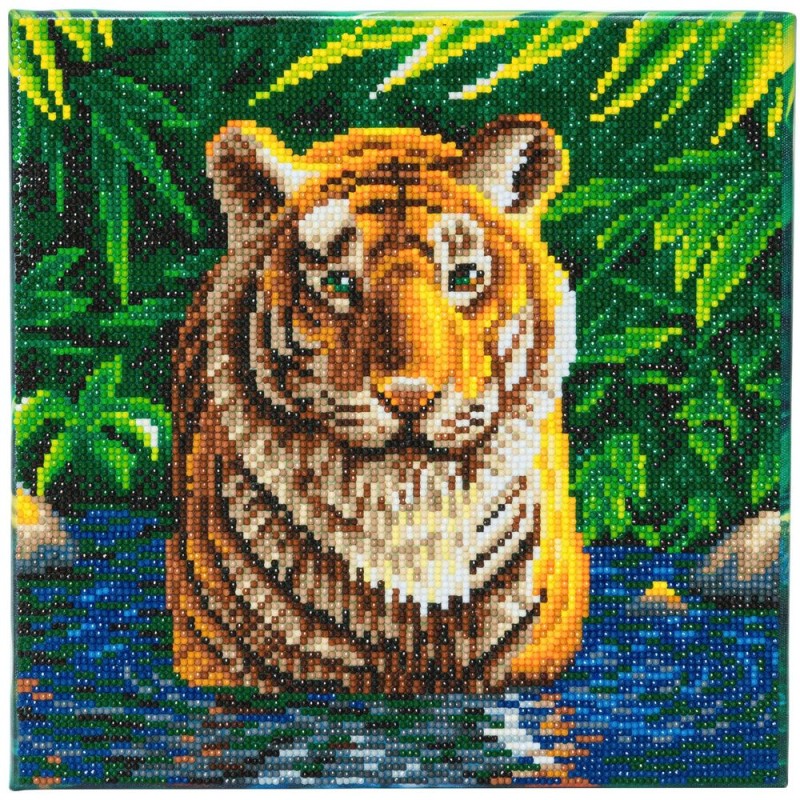 Kit tableau à diamanter Crystal Art 30x30cm - Bain du tigre