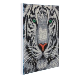 Kit tableau à diamanter Crystal Art 30x30cm - Tigre des neiges