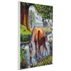 Kit tableau à diamanter Crystal Art 30x30cm - Chevaux